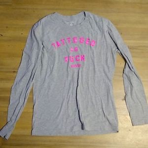 Ink addict tattooed as fuck goth punk grey shirt